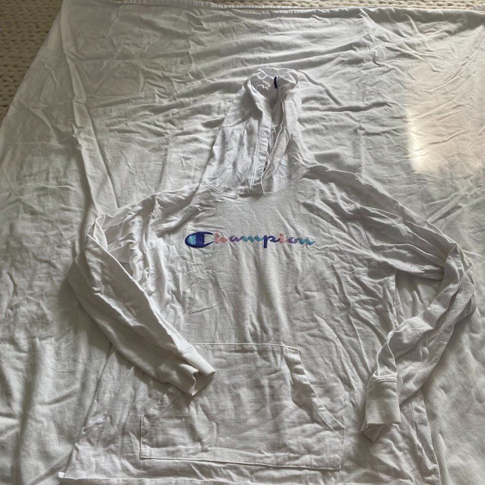 White Champion T-Shirt Hoodie